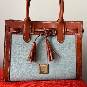 DOONEY & BOURKE Pebbled Grain Ariel Satchel Handbag -  Caribbean Blue & Brown
